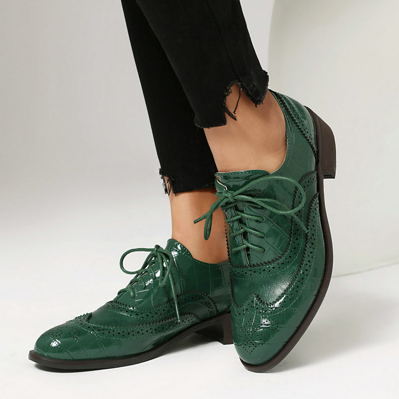 Oxford Lace Up Women - Women Stone Print Brogue Oxford Shoes