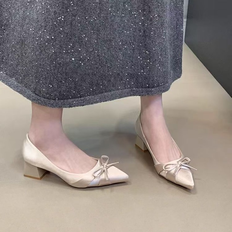 Women'S Heels - Retro Mid-length Single Shoes Spring and