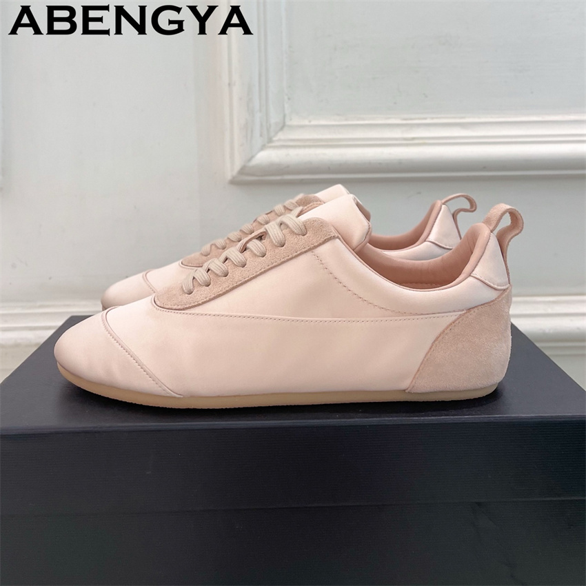 Oxford Lace Up Women - Pink Satin Round Toe Lace Up