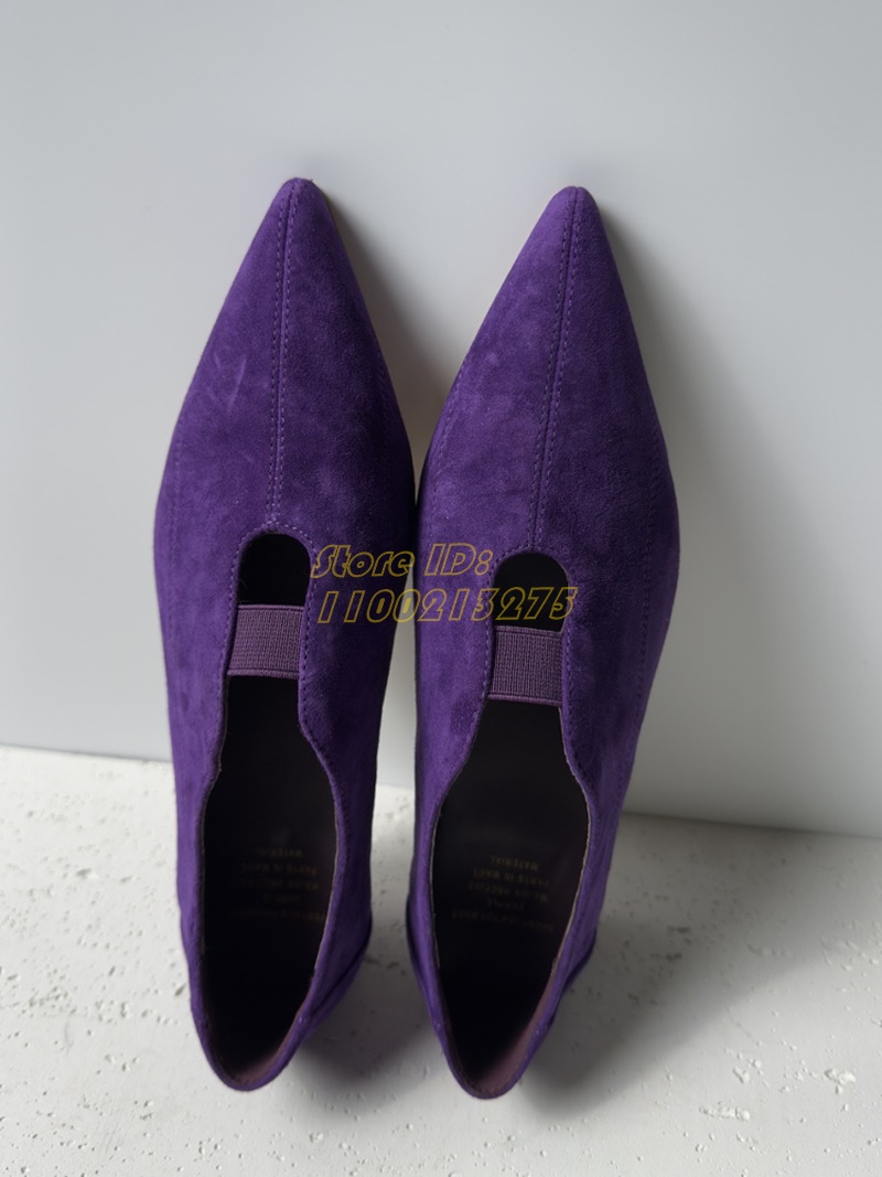 Purple Suede Pointy Toe Pumps  - Women Shoes For Winter 评论和价格