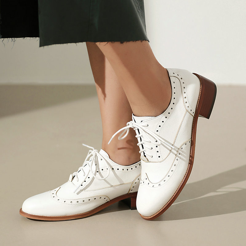Brogue Oxford Shoes Women Lace - Oxford Lace Up Women 评论和价格