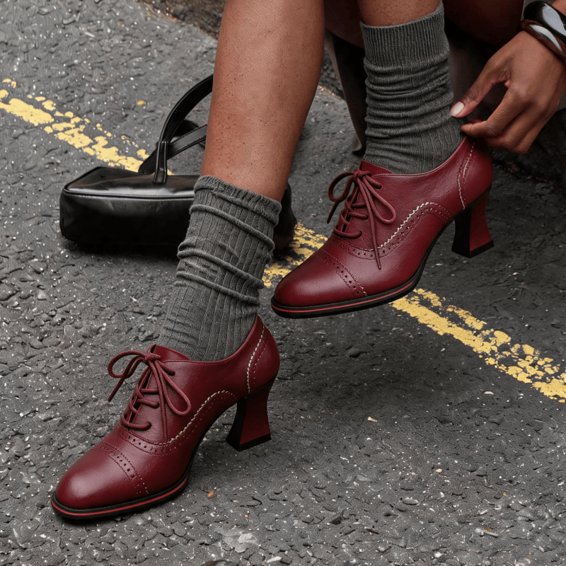 Women’s Faux Leather Brogue Ox - Oxford Lace Up Women 评论和价格
