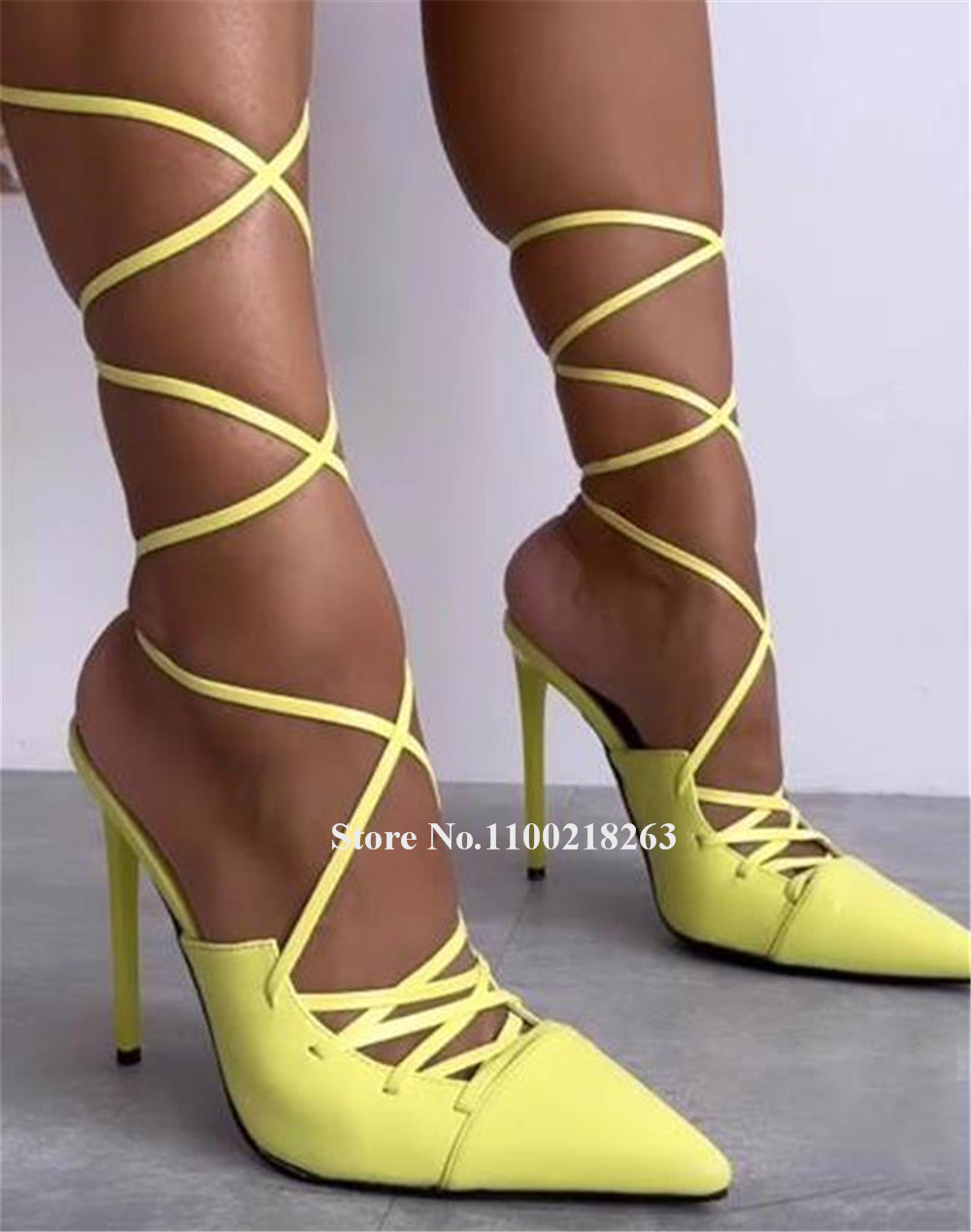 Lace-up Thin Heel Sandals Newe - Women'S Shoes Yellow 评论和价格
