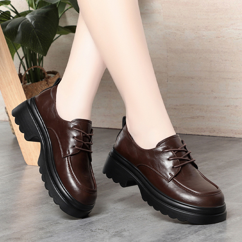 5cm Vintage Deep Mouth Soft Le - Oxford Lace Up Women 评论和价格