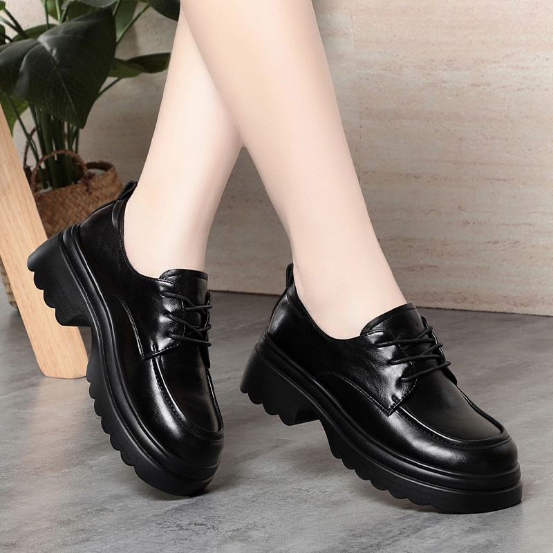 5cm Vintage Deep Mouth Soft Le - Oxford Lace Up Women 评论和价格