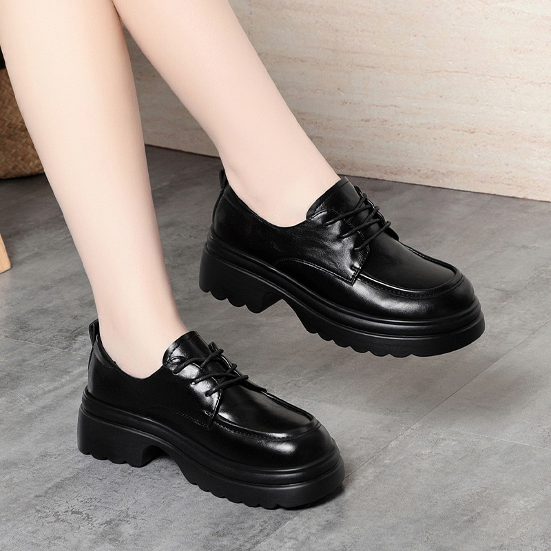5cm Vintage Deep Mouth Soft Le - Oxford Lace Up Women 评论和价格